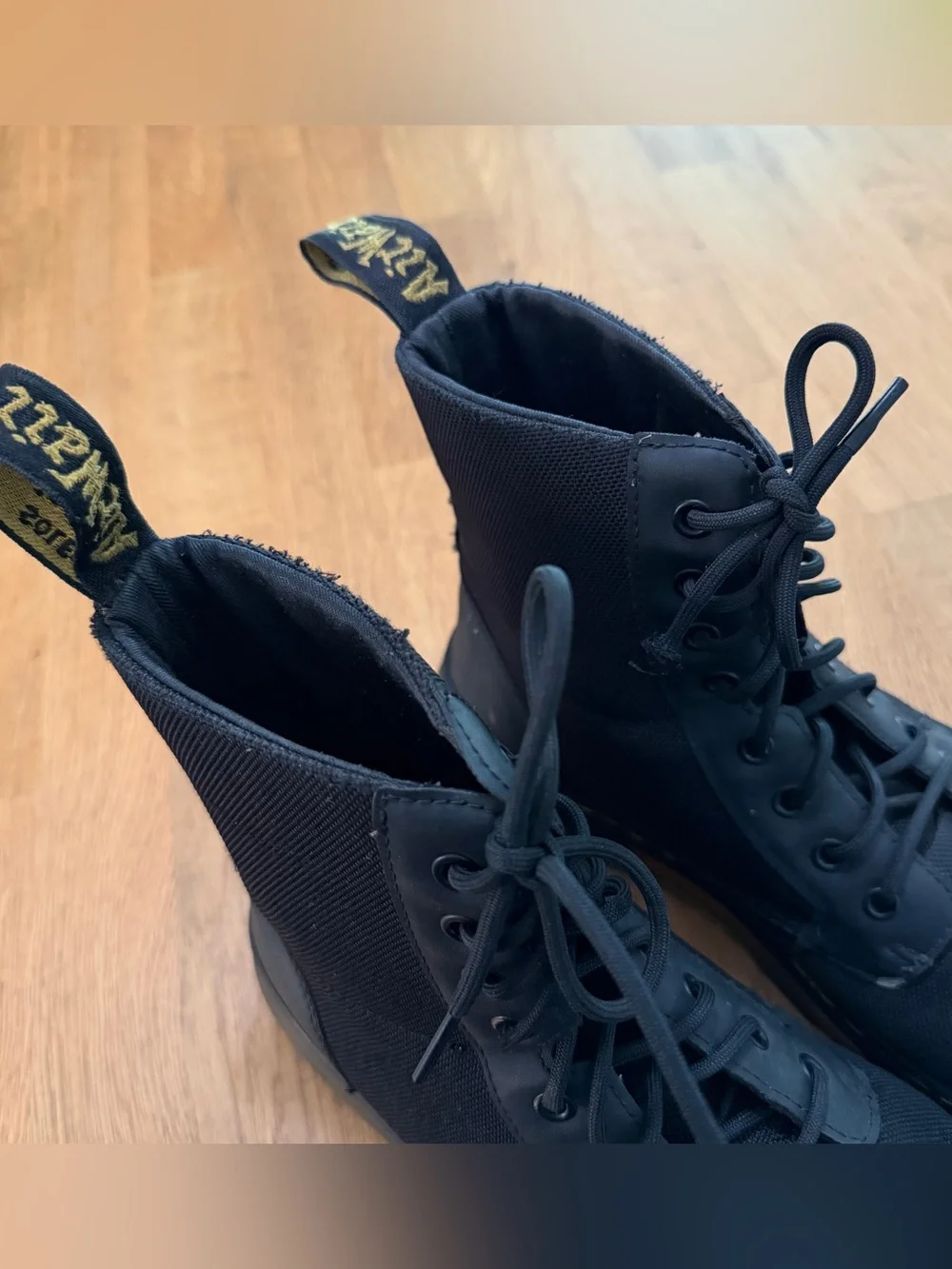 Dr Martens Combs Black Nylon Lace Up Boots Unisex Men's 11 Women's 12